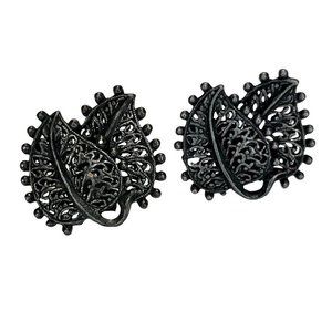 VTG 40's Art Nouveau Carved Leaves Earrings Fashion